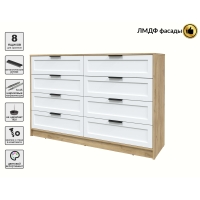 Kомод Тренд КТ-К157 (Дуб золотой ЛДСП/ Белый ЛМДФ) Ш1565 В1020 Г451